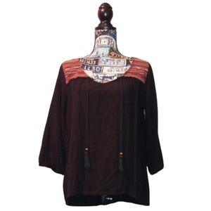 🧚‍♂️Maurices Black 3/4 Sleeve Boho Peasant Top🧚‍♂️